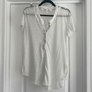 Free People Button up burn out tee
